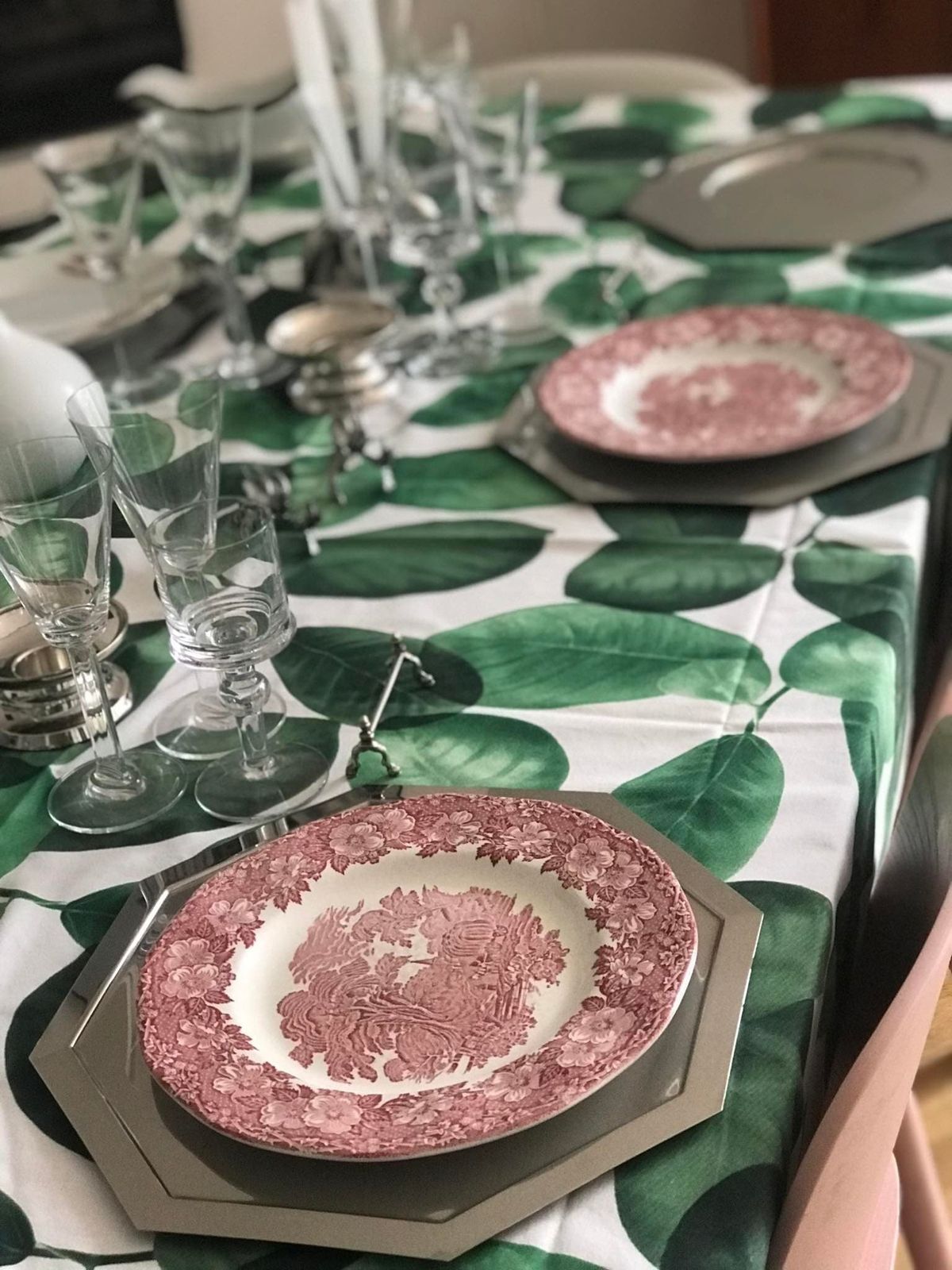 photo furniture Red Transferware Woodland Vintage English Country 2 Dinner Plates Enoch Wedgwood Tunstall Cottage Red Underglaze Transfer Dinnerware