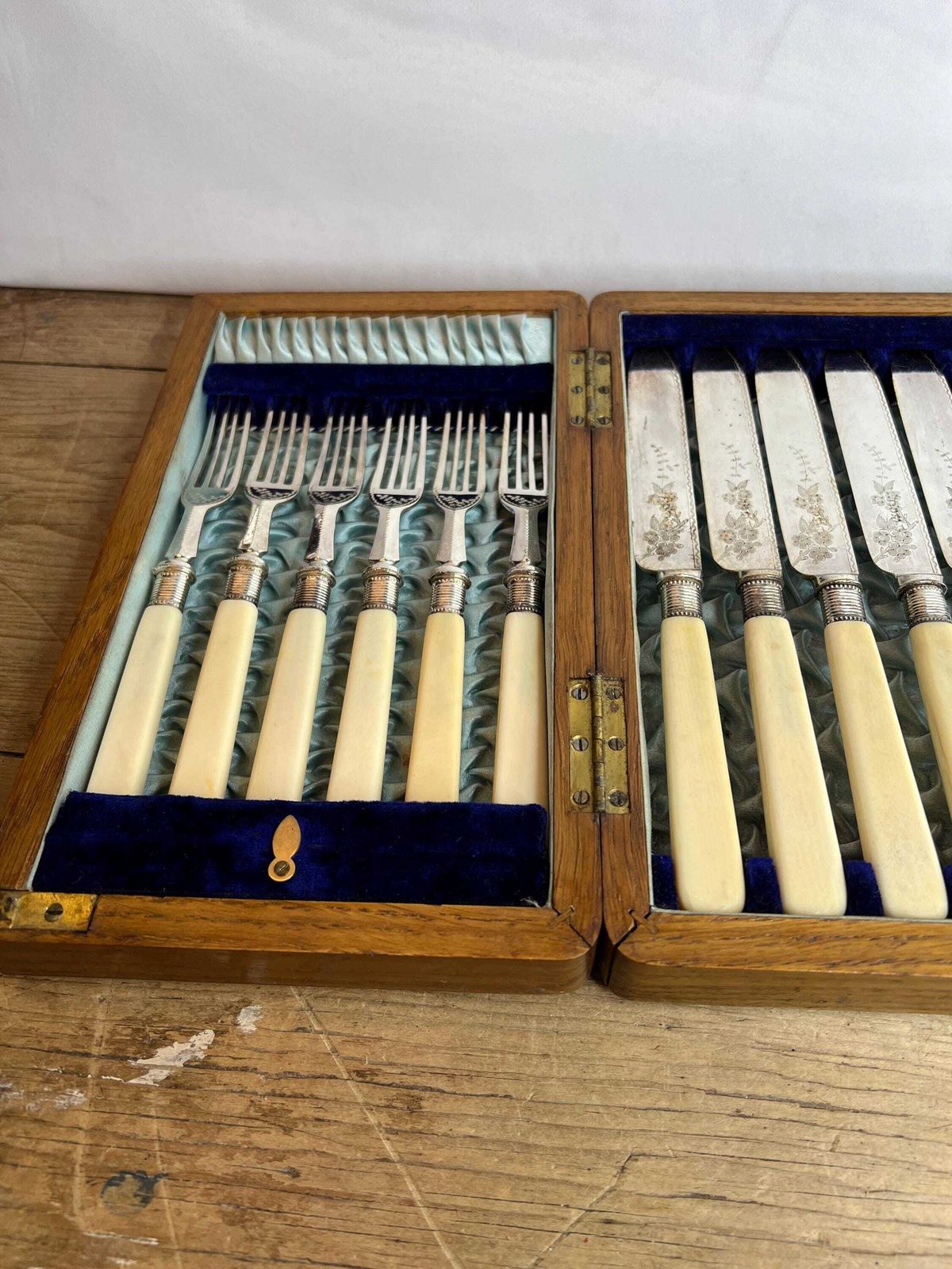 Vintage Double Boxed Set Of 12 Pairs Of Fish Cutlery With Celluloid Handles photo buy