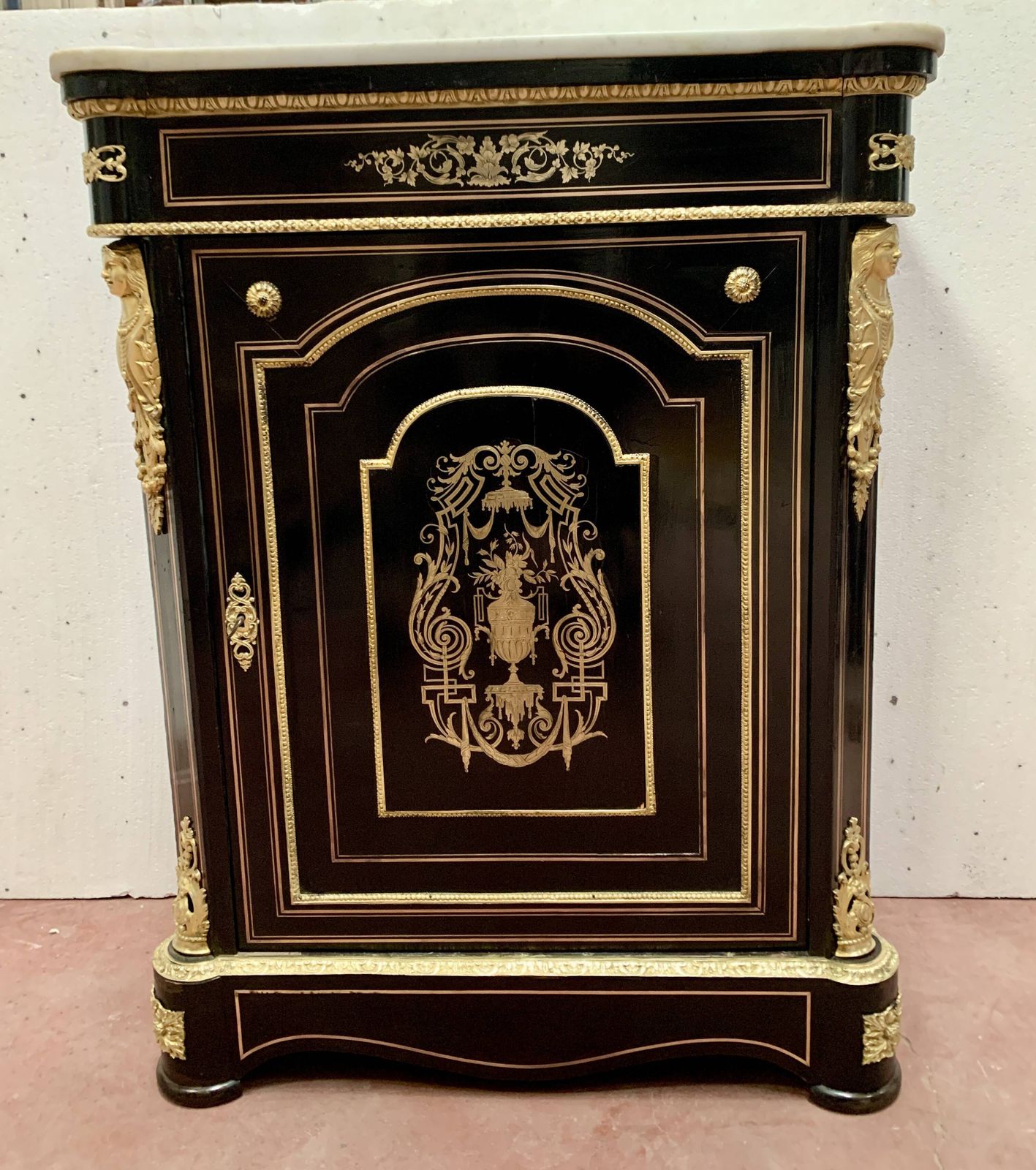 Napoleon III Wood And Brass Marquetry Sideboard 19th Century photo furniture