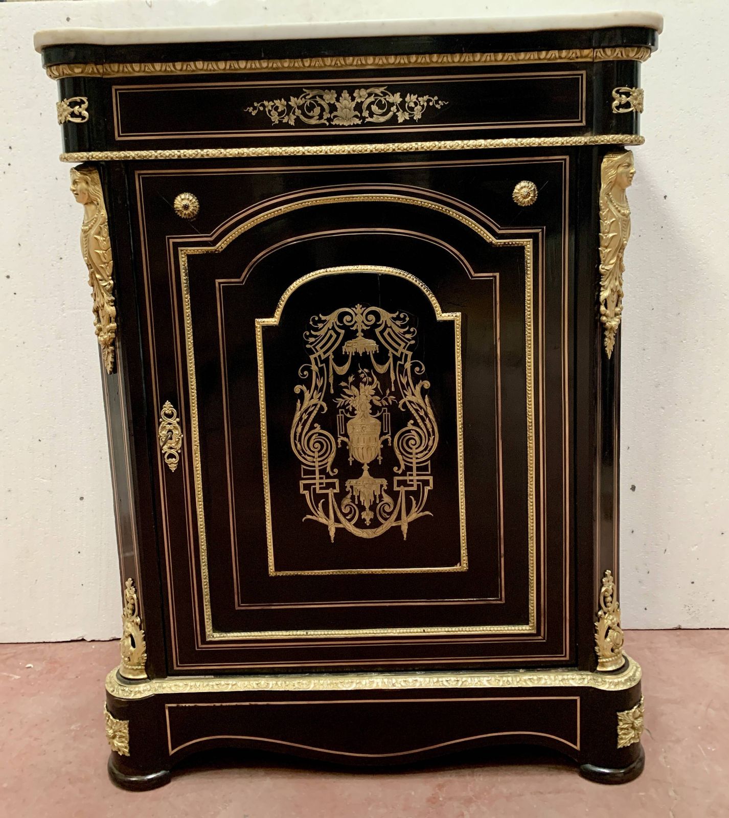 Napoleon III Wood And Brass Marquetry Sideboard 19th Century photo for sale