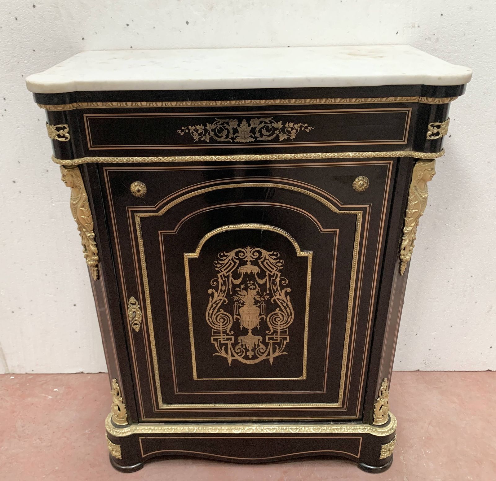 Napoleon III Wood And Brass Marquetry Sideboard 19th Century photo buy