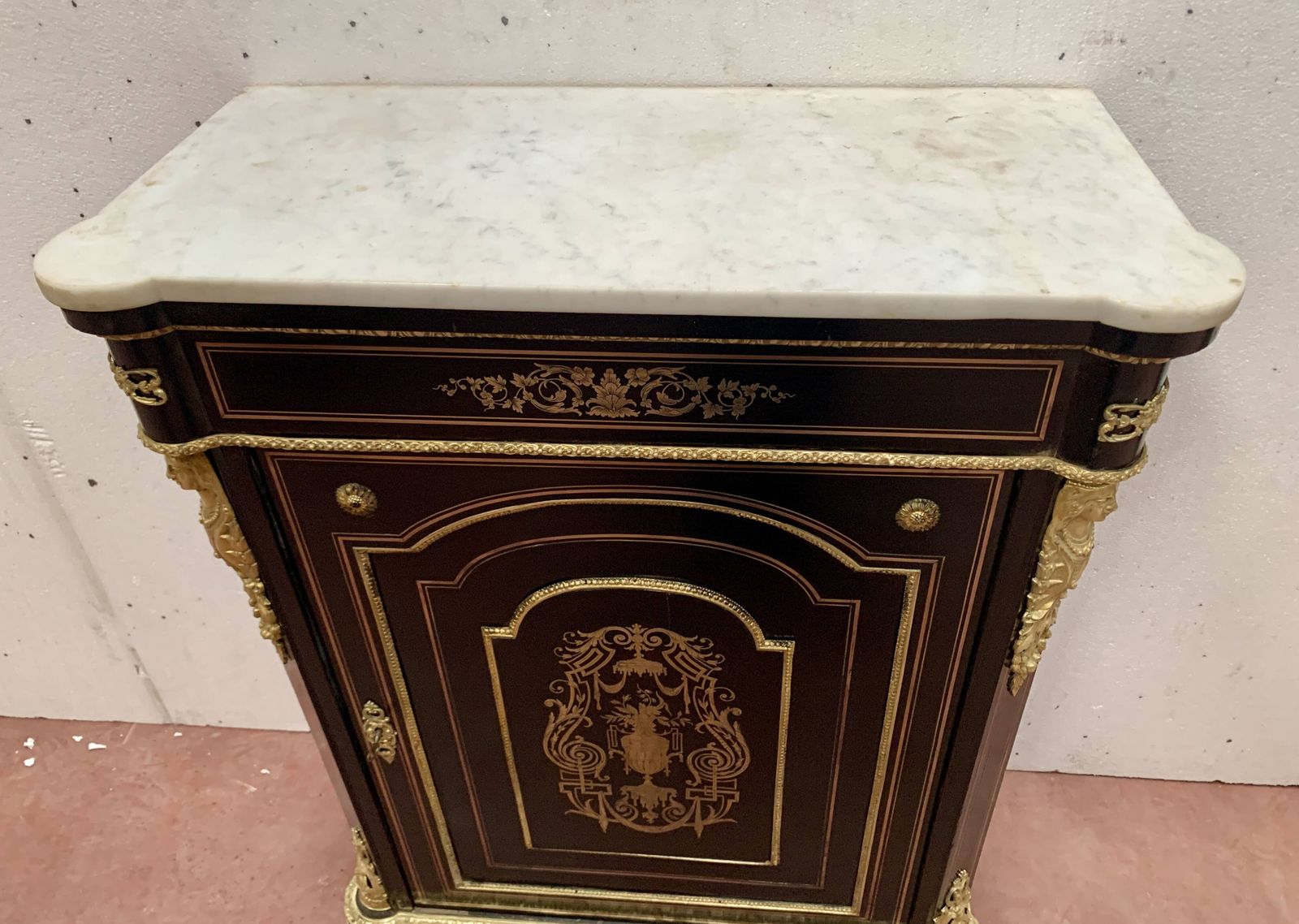 Napoleon III Wood And Brass Marquetry Sideboard 19th Century photo vintage