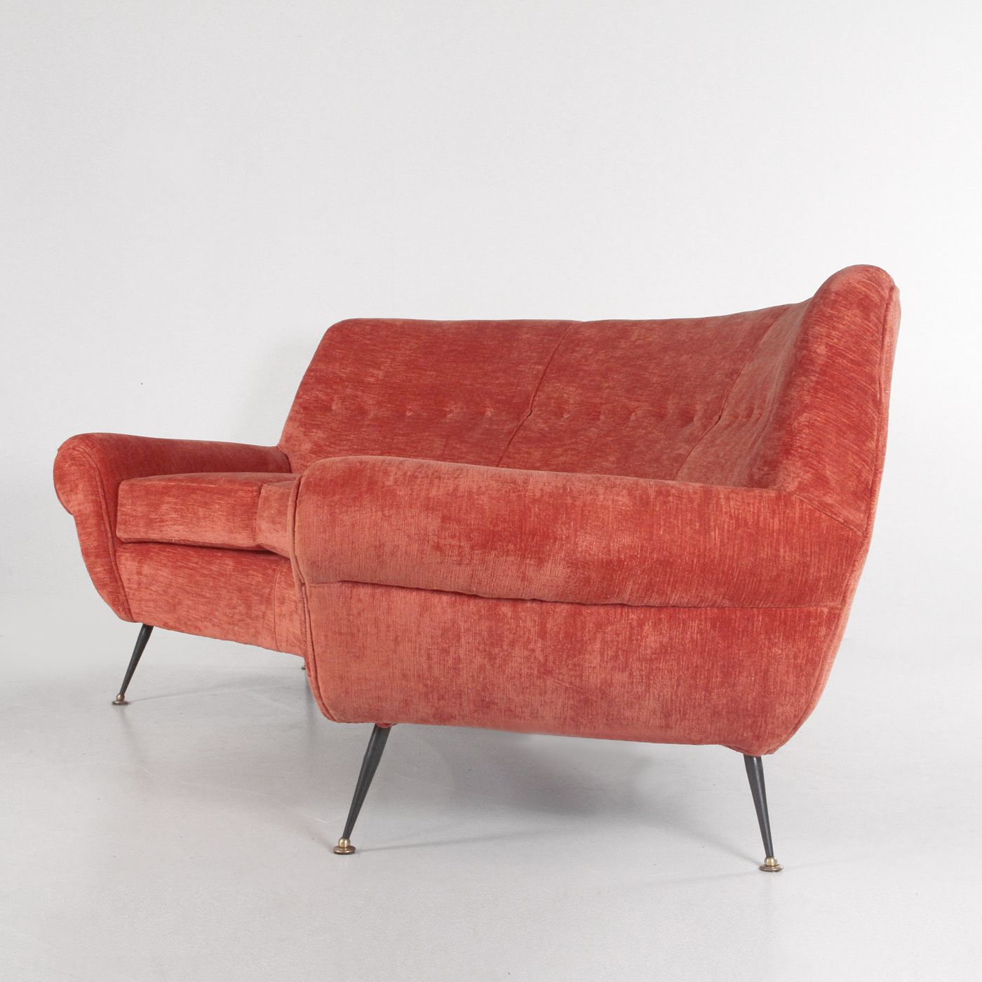Terracotta Velvet Sofa In The Style Of Gigi Radice, 1960 photo for sale