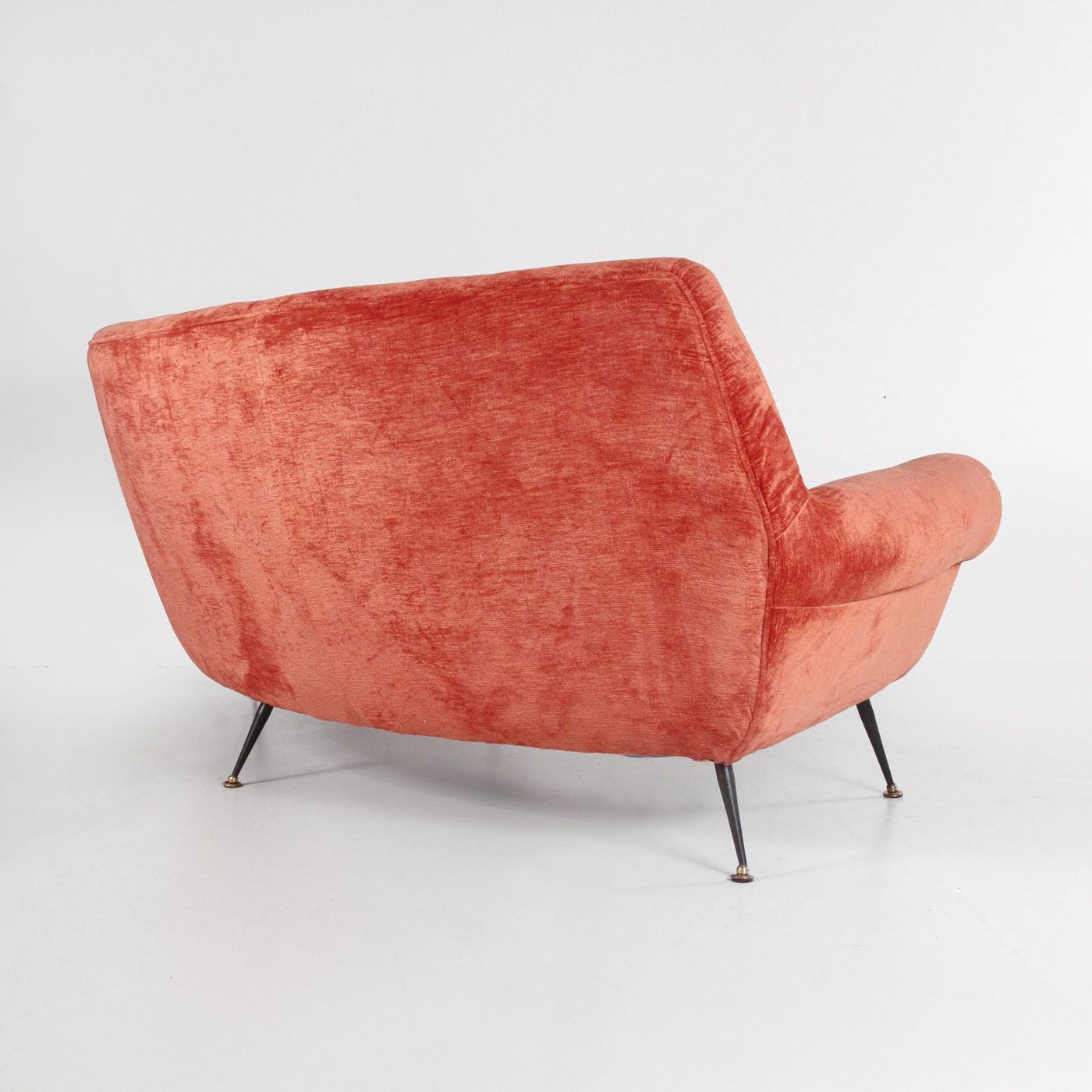 Terracotta Velvet Sofa In The Style Of Gigi Radice, 1960 photo 1390.0