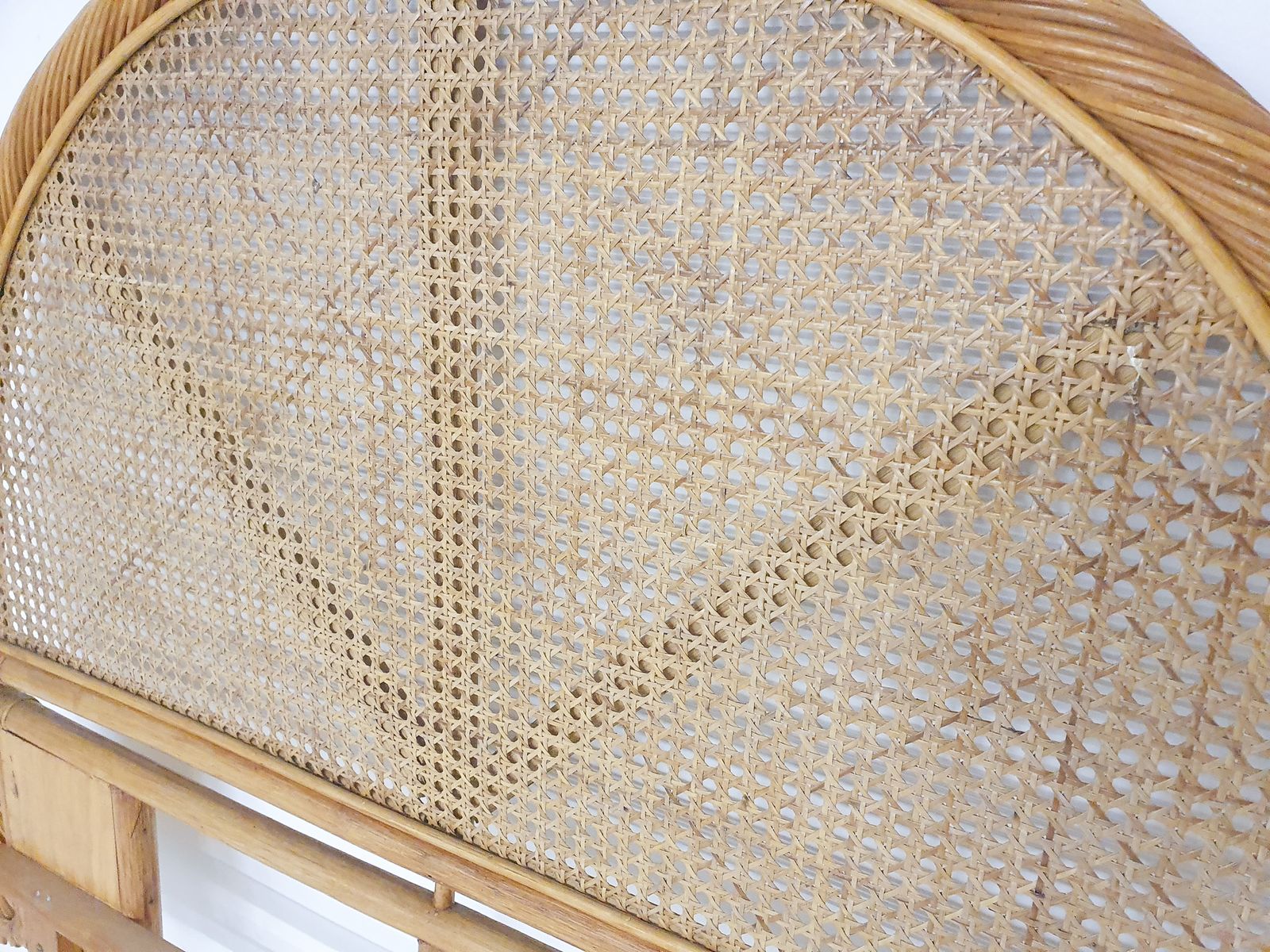 Mid Century Rotan Hoofdbord, Jaren 1970 photo Meubels