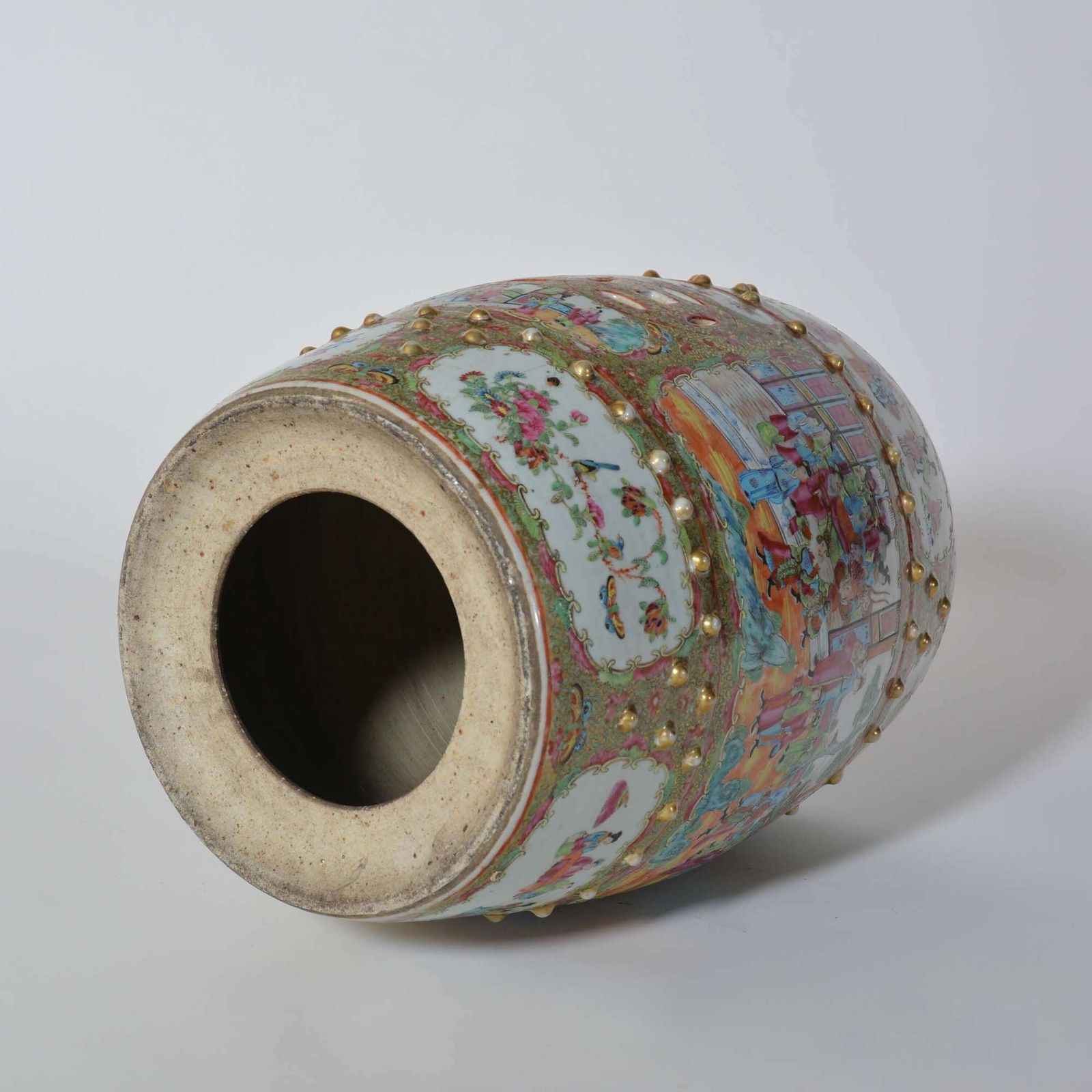 photo vintage 19th Century Chinese Canton Famille Rose Porcelain Garden Seat
