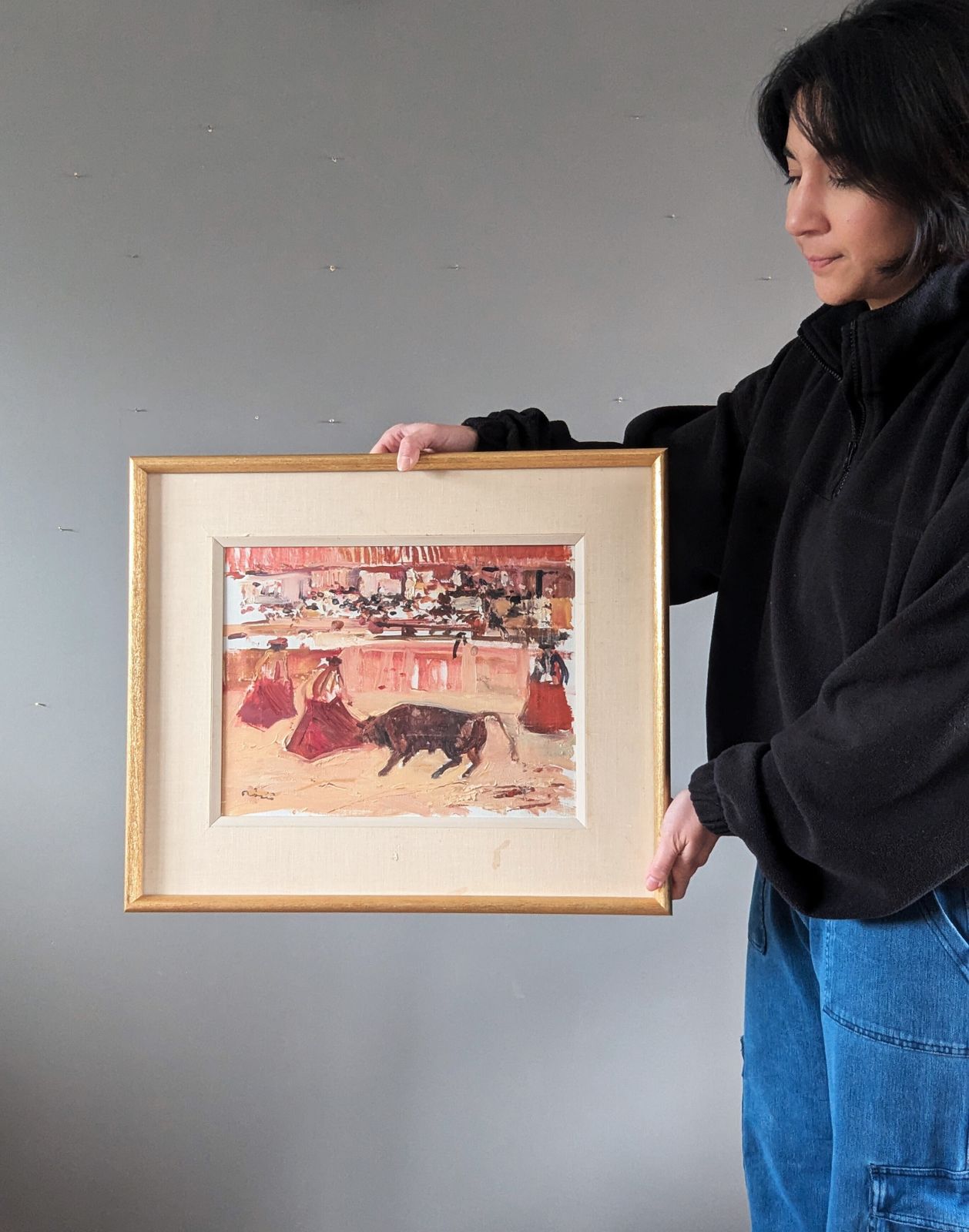 Bullfight In Motion Oil Painting photo furniture