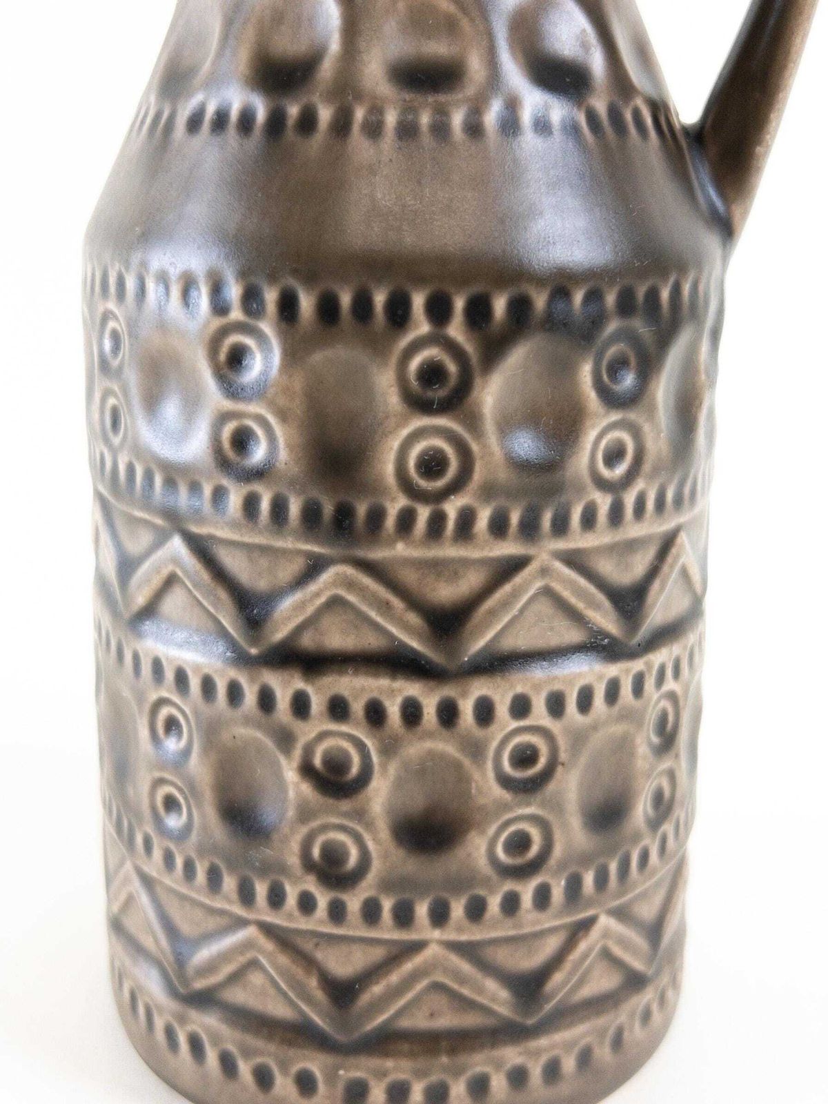 Bay Keramik Warm Grey Vase With Handle   West German Pottery Impressed Design   Bay Form 224 20 photo buy