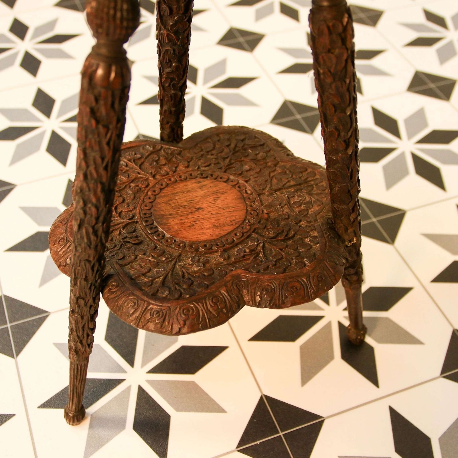 Padauk Oriental 2 Tier Occasional Table photo for sale