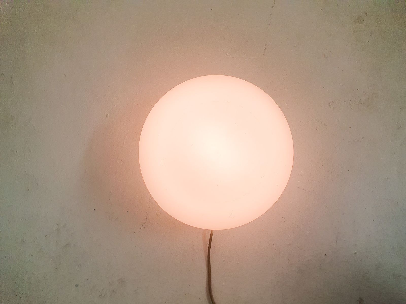 Milk Glass Ceiling Or Wall Light By Glasshutte Limburg, Germany 1970's photo furniture