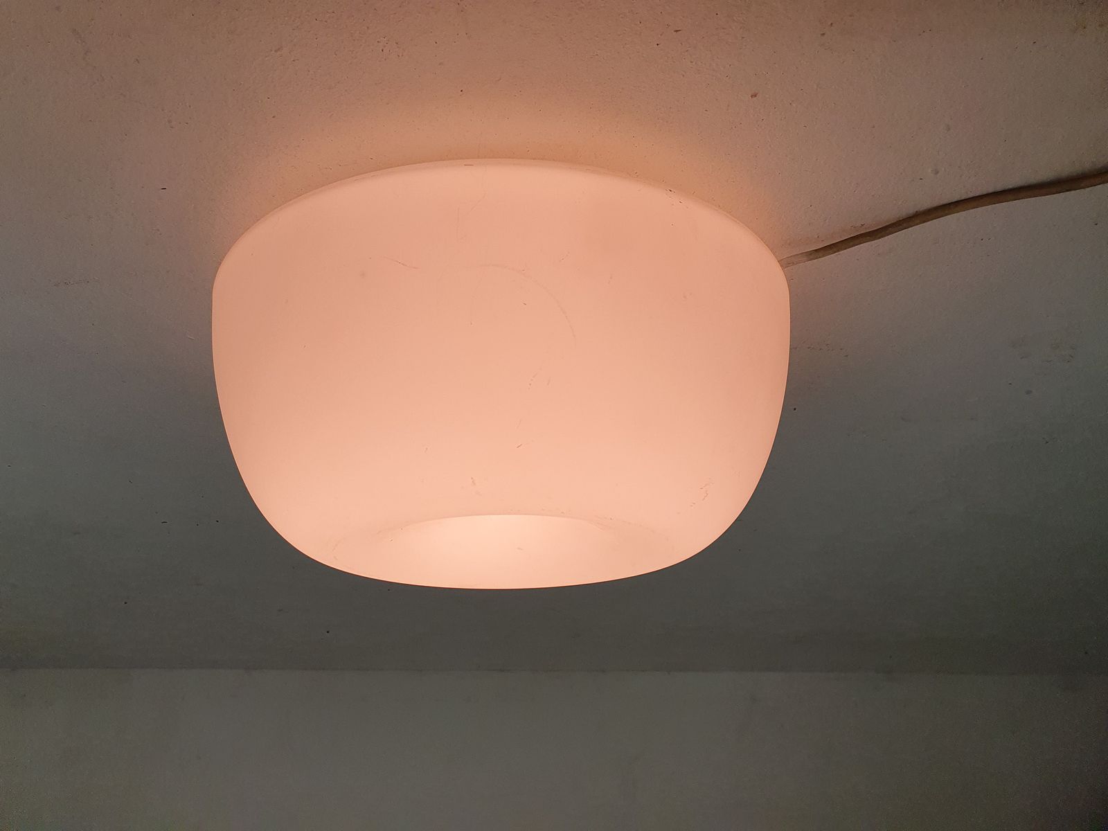 Milk Glass Ceiling Or Wall Light By Glasshutte Limburg, Germany 1970's photo Lighting