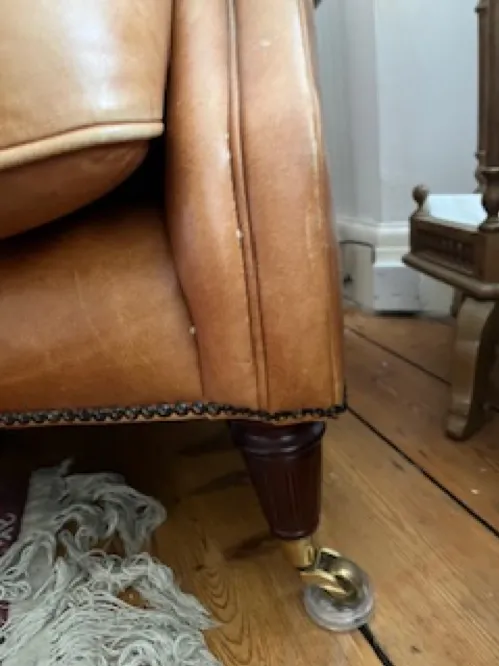 Laura Ashley Vintage Tan Colour Leather Sofa (Two Seater) With Roller Legs photo furniture