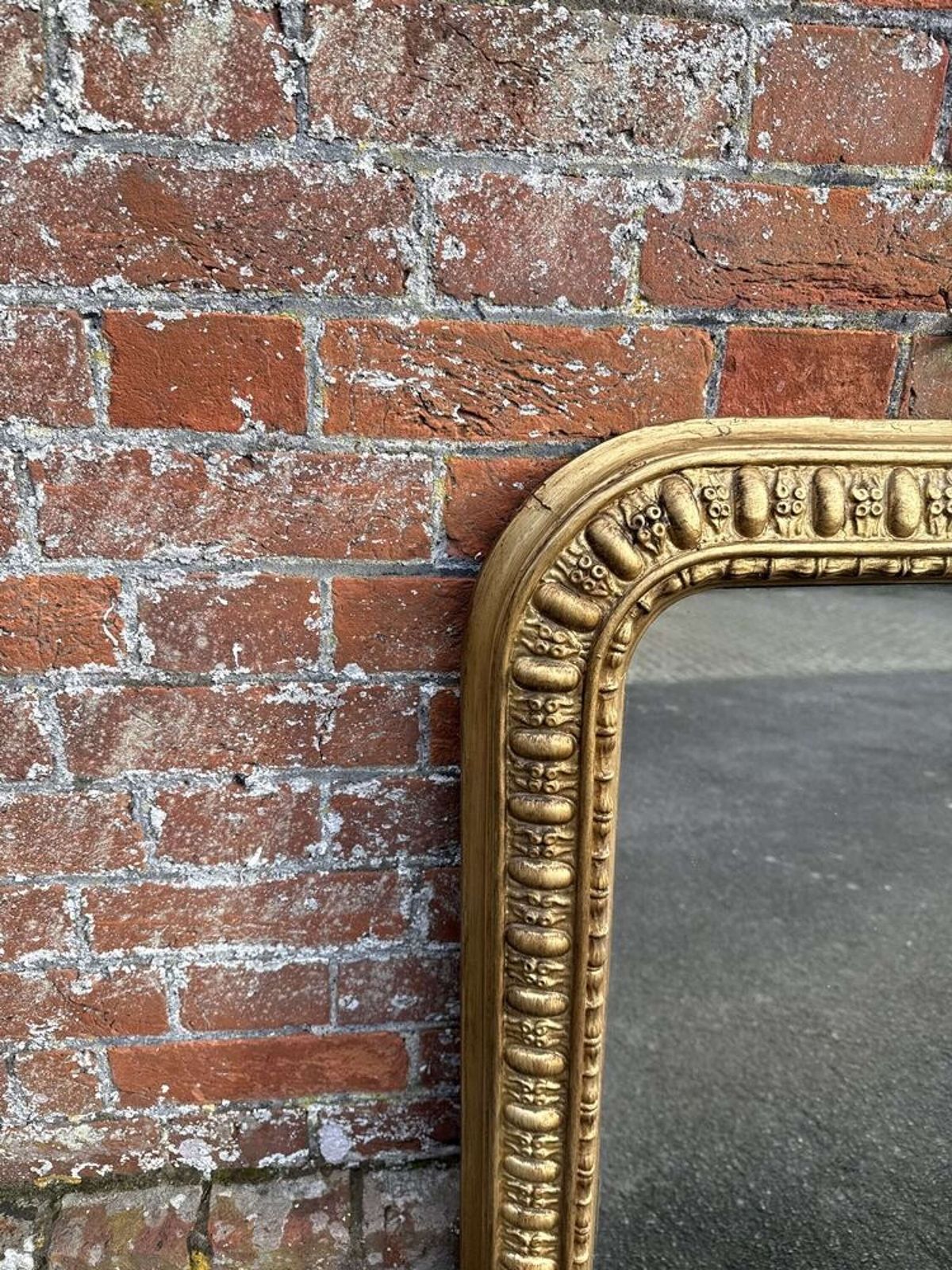 A Superb Large Antique English 19th C Arched Gilt Overmantle Mirror. photo furniture
