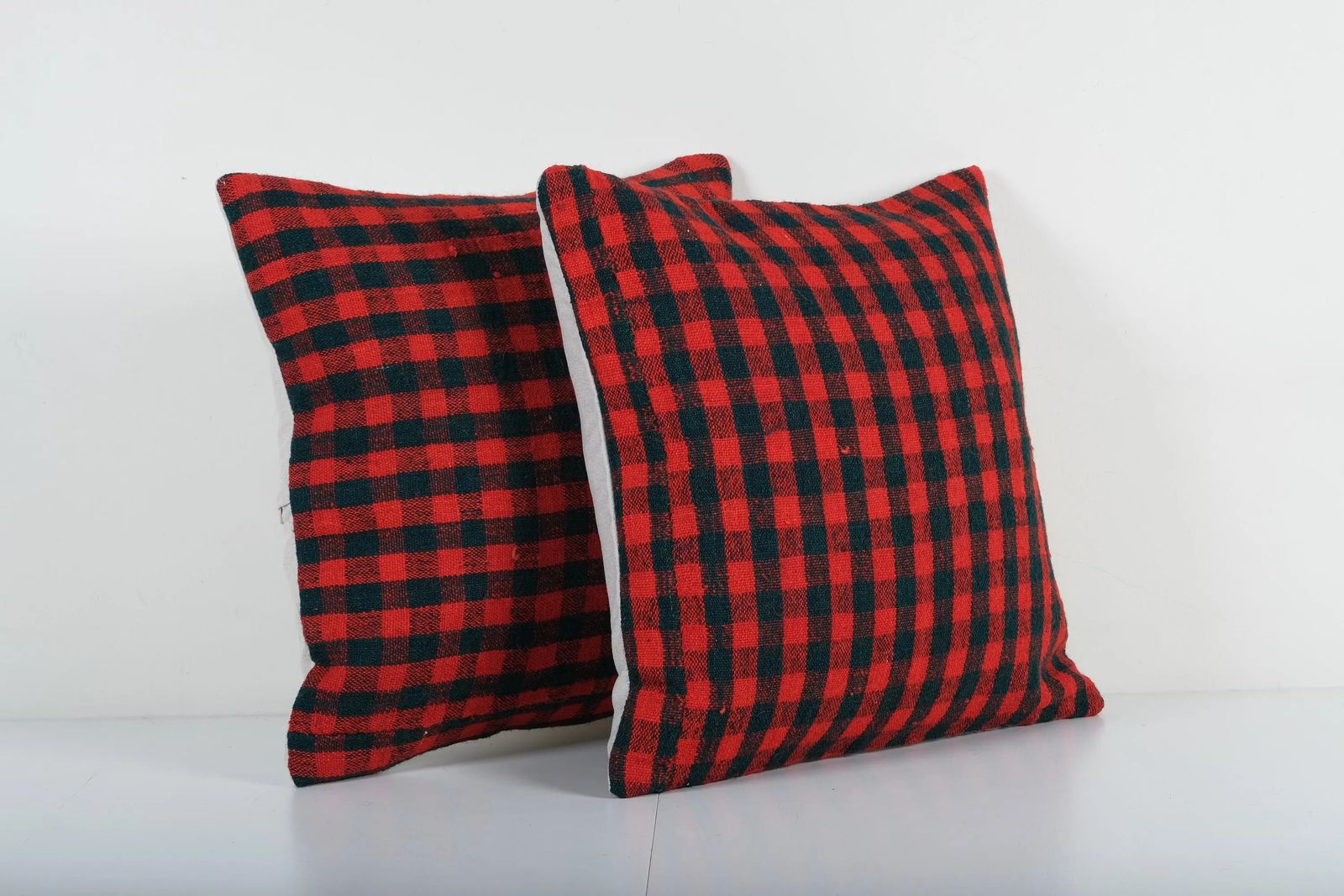 Pair Bohemian Wool Kilim Pillow   Set Of Two Handmade Red And Black Rustic Cushion For Turkish Striped Home Accents photo furniture