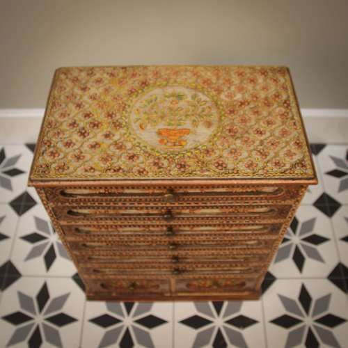 Indian Hand Crafted And Hand Decorated Wooden Spice Cabinet Chest photo buy