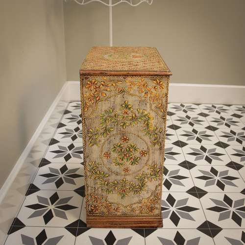 Indian Hand Crafted And Hand Decorated Wooden Spice Cabinet Chest photo vintage
