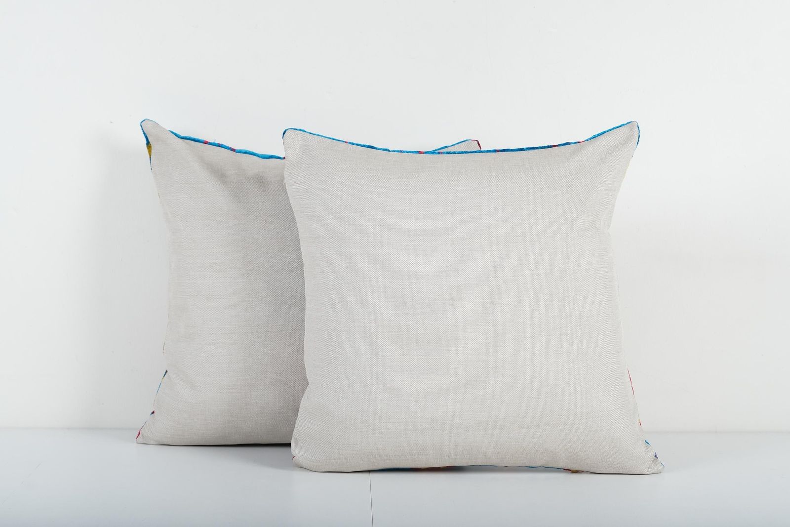 Red And Blue Ikat Velvet Cushion Cover   Set Of Two Floral Turkish Tulip Design Pillow photo furniture
