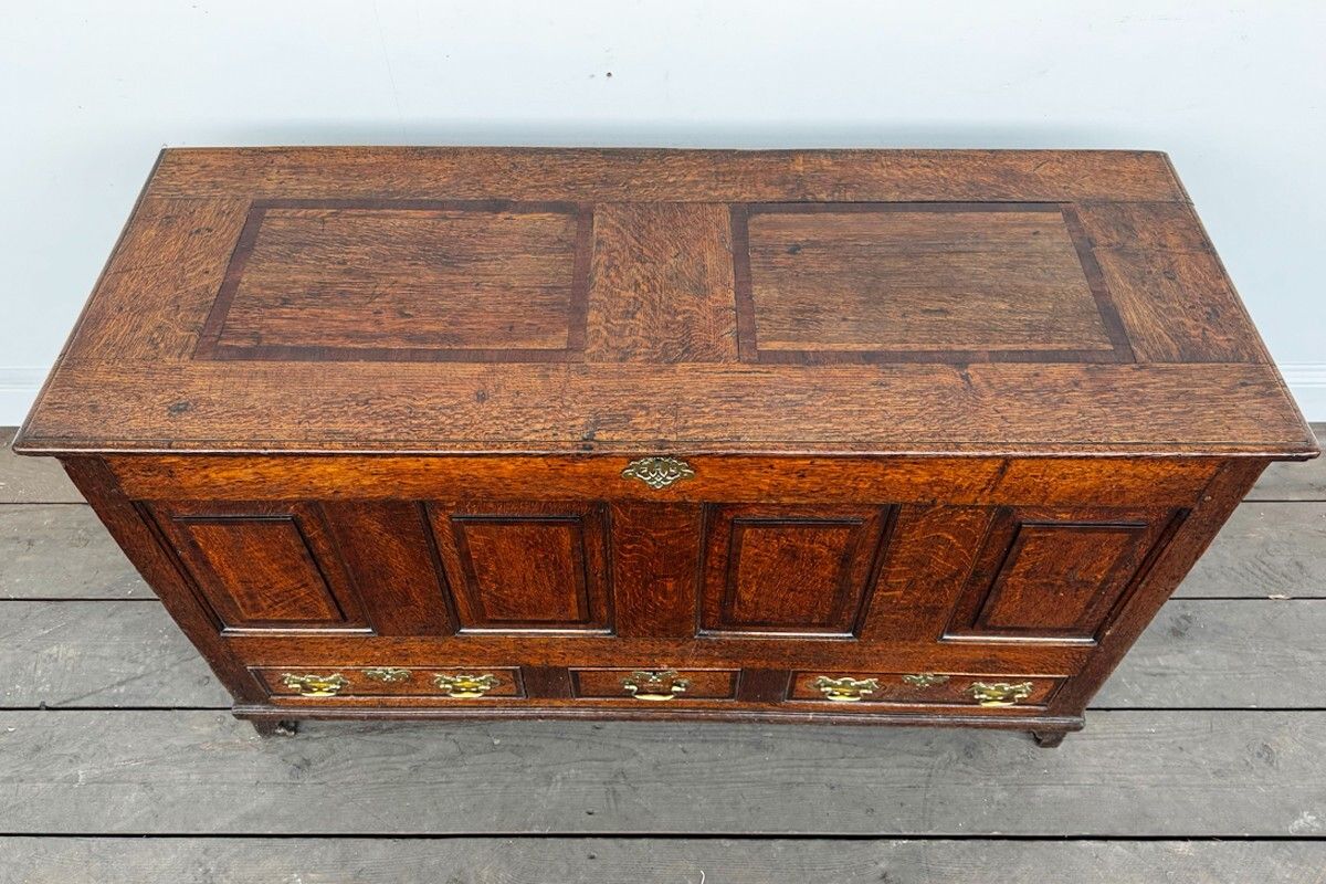 Antique 18th Century Georgian Oak Crossbanded Mule Chest photo furniture