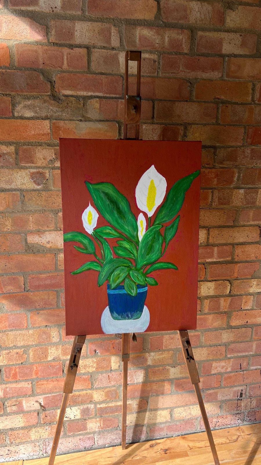 Oil Painting On Canvas – Peace Lily Plant Still Life photo furniture
