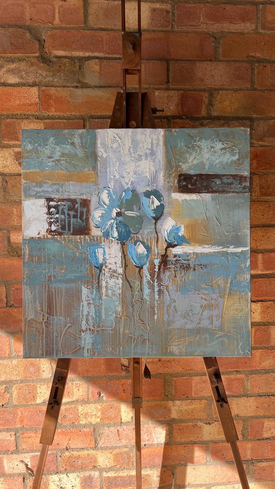 photo for sale Contemporary Abstract Oil Painting On Canvas – Textured Floral Artwork