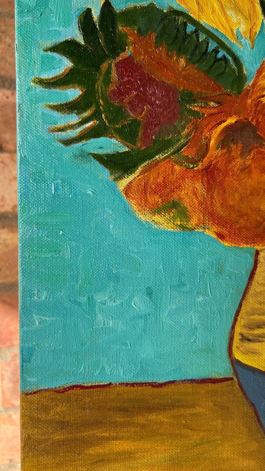 Original Oil Painting Of Sunflowers, After Van Gogh, By Margaret Mcandrew photo Art