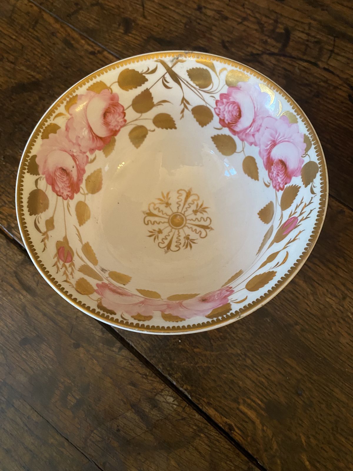 An Antique Slop Or Sugar Bowl Spode Felspar C1821 Cabbage Roses. photo vintage