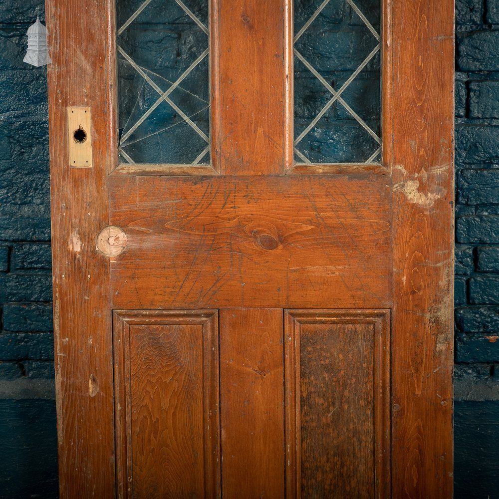 Half Glazed Door – Diamond Pattern Leaded Glass, Moulded Panels photo furniture