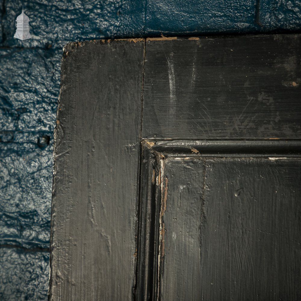 Reclaimed 4 Panel Door – Distressed White & Black Paint, Suffolk Latch. photo vinterior