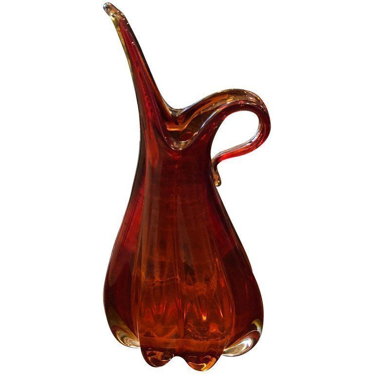 Mid Century Modern Italian Sommerso Red Murano Glass Vase, 1960