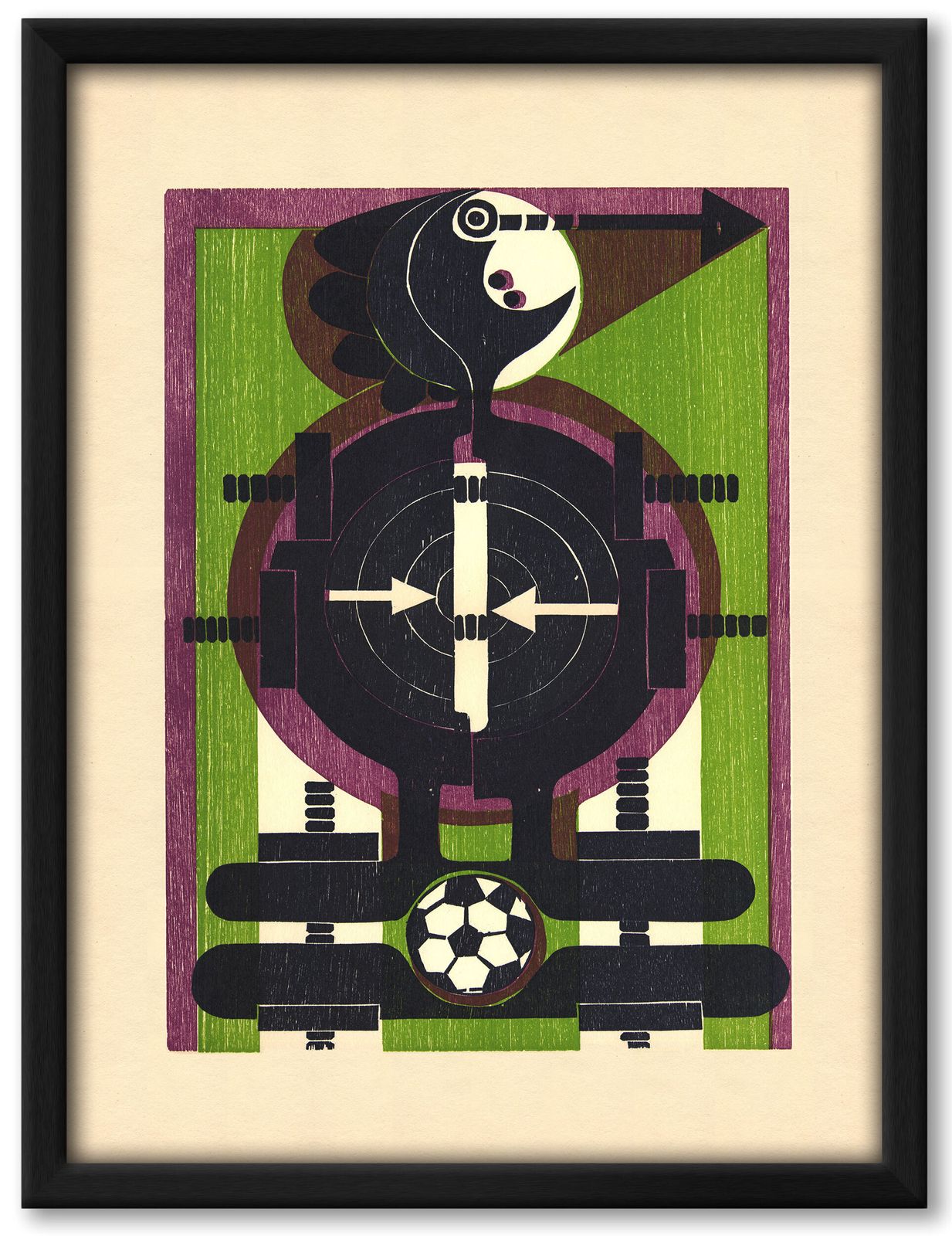 Striking, Graphic 70s Woodcut Print