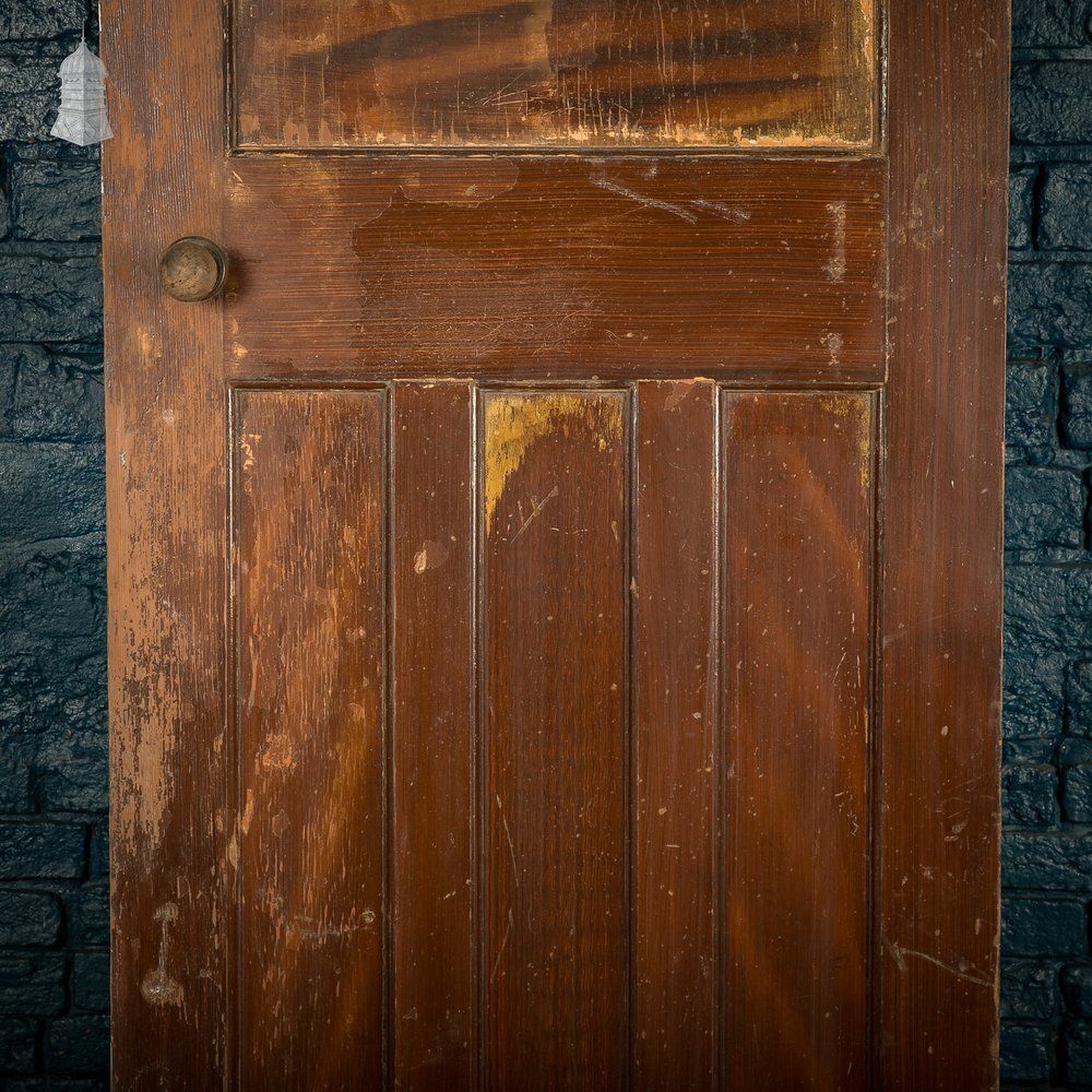 Home Fixtures 1930s Panelled Door, 4 Panels   White Painted And Faux Woodgrain photo