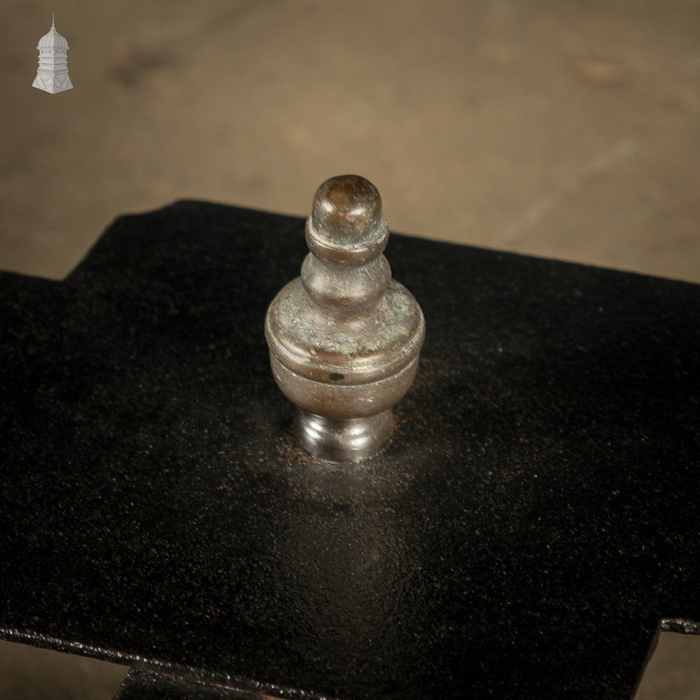 photo furniture Fireplace Fender, 19th C Wrought Iron With Brass Finials