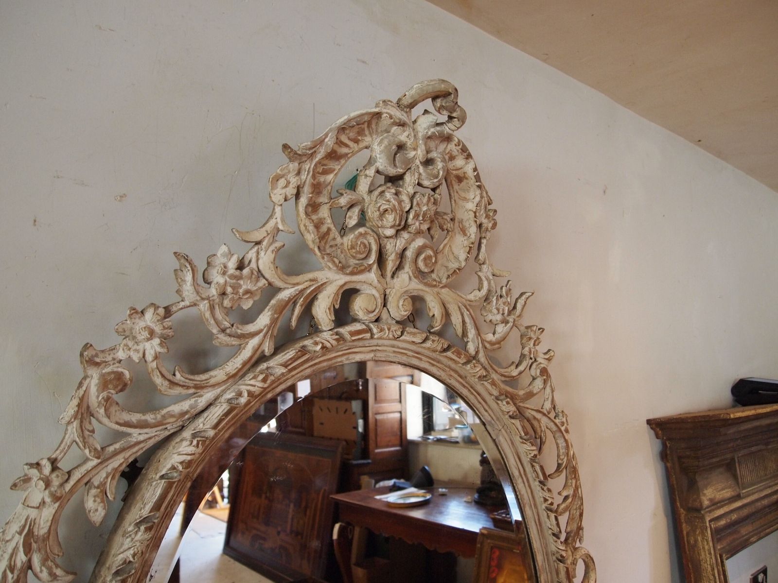 Home Decor Mirror Large Outstanding Italian Carved 18th Century Original Plate C1780 photo