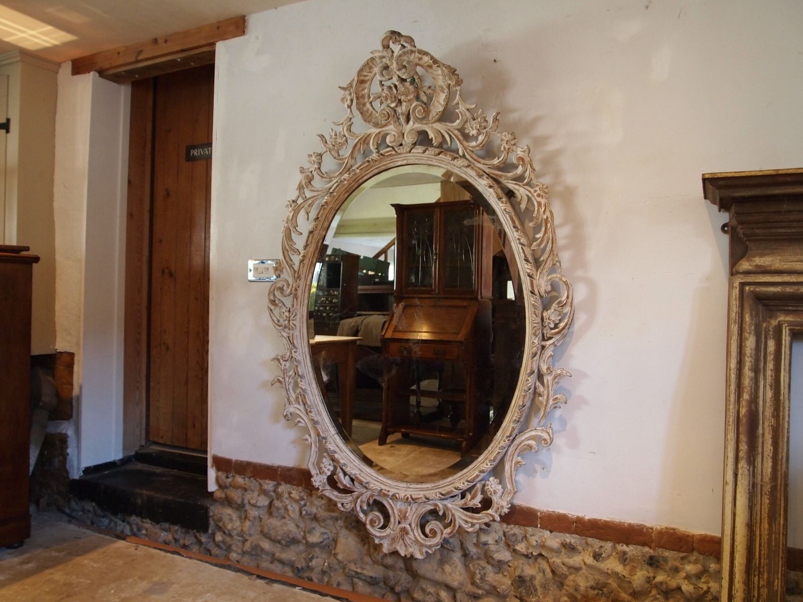 photo buy Mirror Large Outstanding Italian Carved 18th Century Original Plate C1780