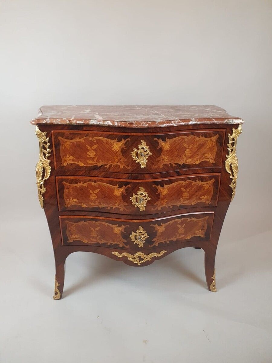 Louis XV Style Chest Of Drawers Inlaid With Rosewood And Fruitwood photo furniture