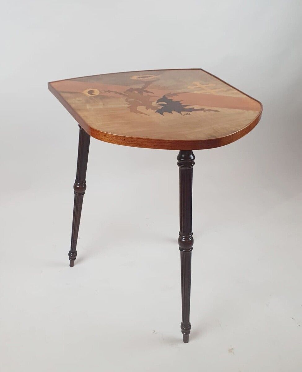 Gallé, Marquetry Side Table Decorated With Thistles And Lorraine Crosses photo Furniture