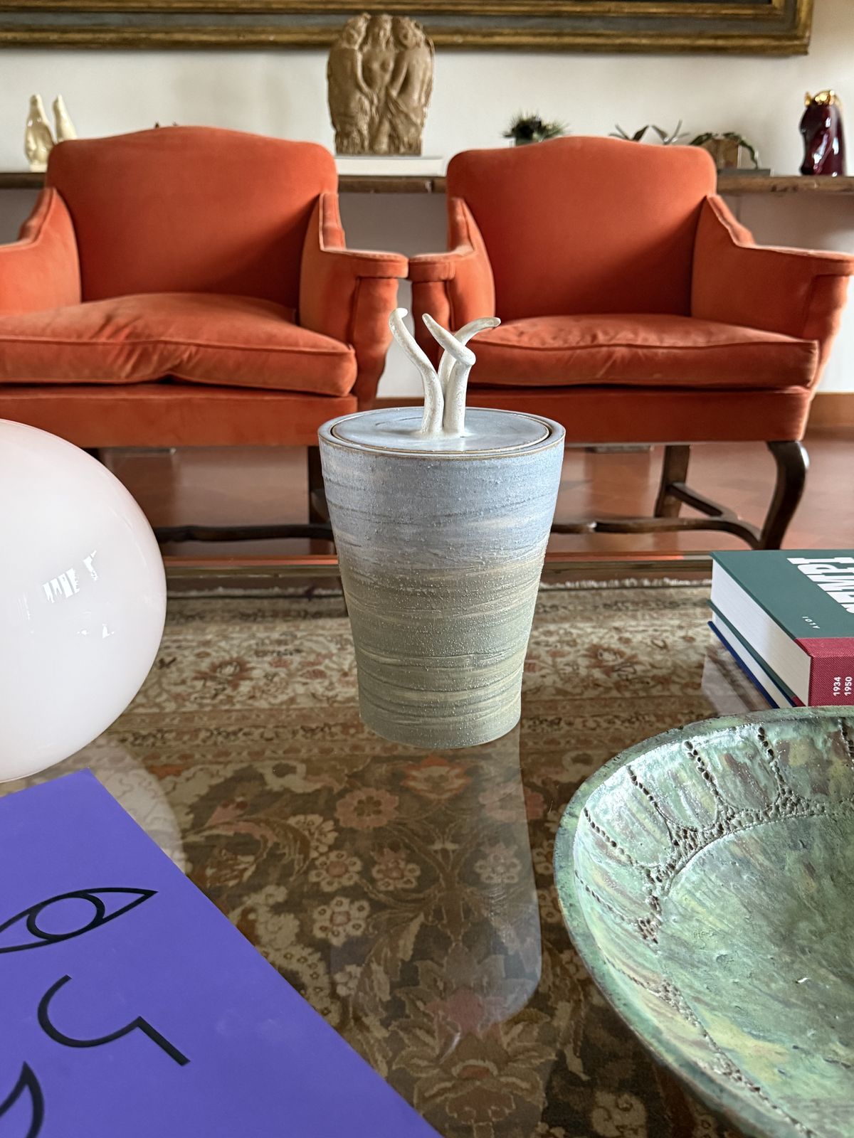 Mid Century Modern Style Blue Artistic Ceramic Vase, Gabriele Bucci Italy Ca. 2000s photo Home Decor