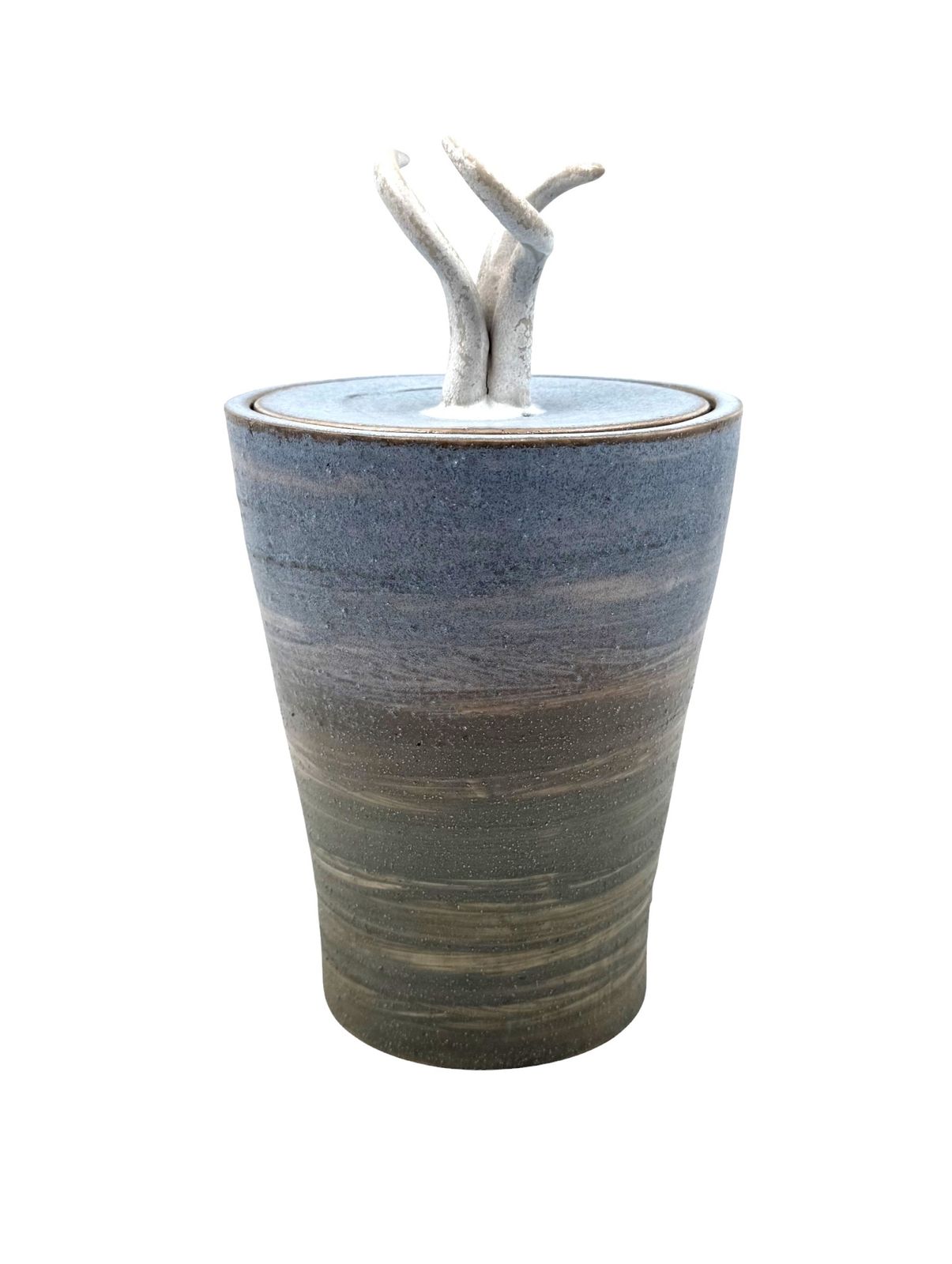 Mid Century Modern Style Blue Artistic Ceramic Vase, Gabriele Bucci Italy Ca. 2000s photo vintage