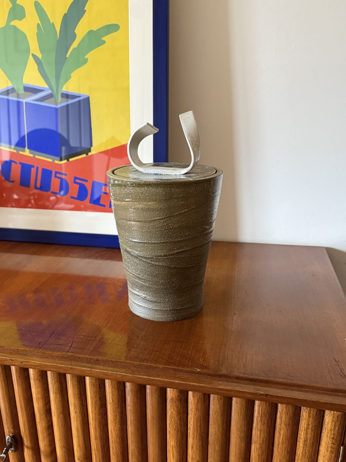 Mid Century Modern Style Dark Green Artistic Ceramic Vase, Gabriele Bucci Italy Ca. 2000s photo Home Decor