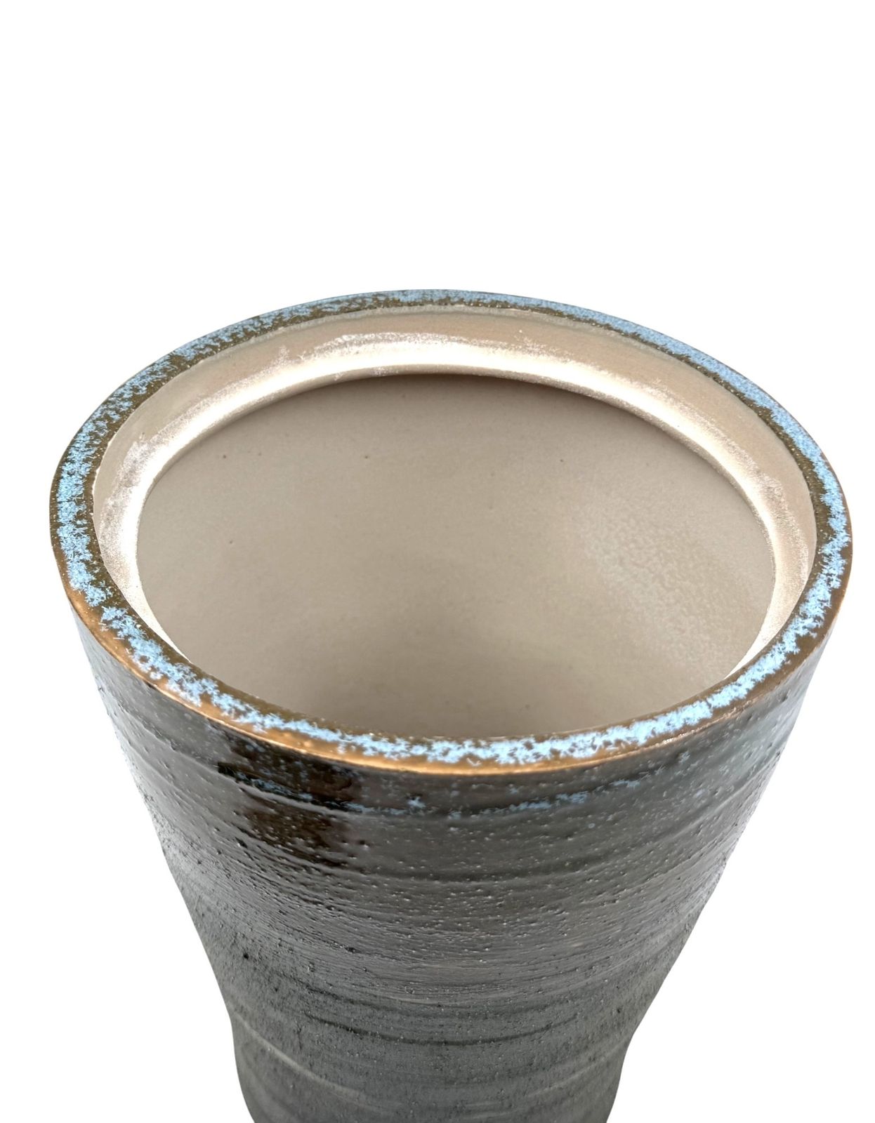 Home Decor Mid Century Modern Style Dark Green Artistic Ceramic Vase, Gabriele Bucci Italy Ca. 2000s photo