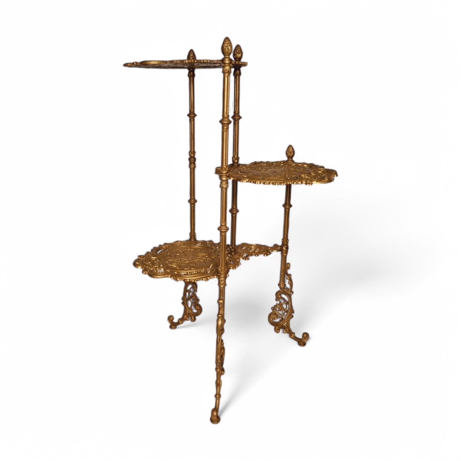 photo for sale Plant Stand Victorian Art Nouveau Ornate Brass Three Tier Cake Flower Stand