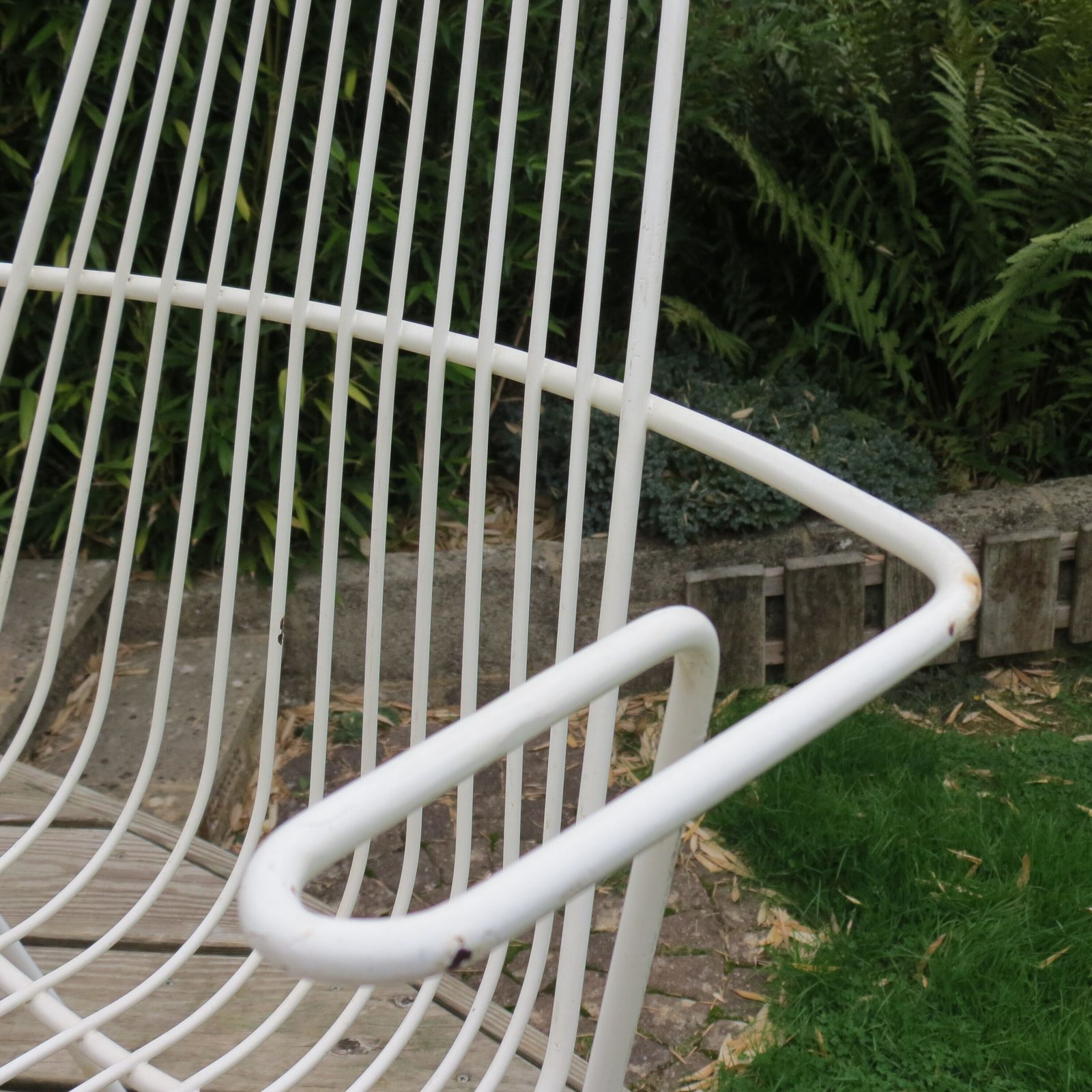 225.0 1960s Mid Century White Metal Garden Chair photo