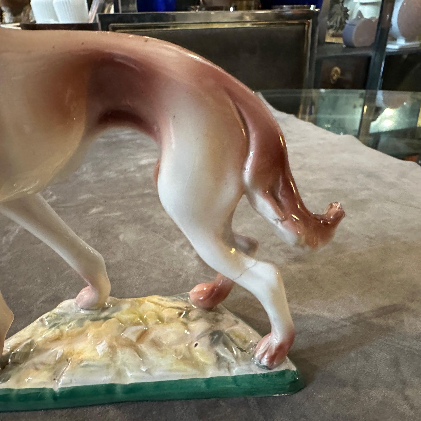 1960s Hand Crafted And Painted Porcelain Figure Of A Greyhound By Elsa Lagorio photo vinterior
