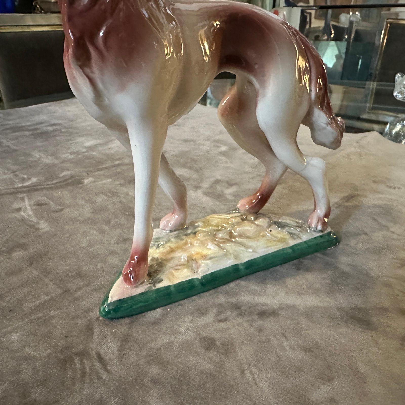 photo for sale 1960s Hand Crafted And Painted Porcelain Figure Of A Greyhound By Elsa Lagorio