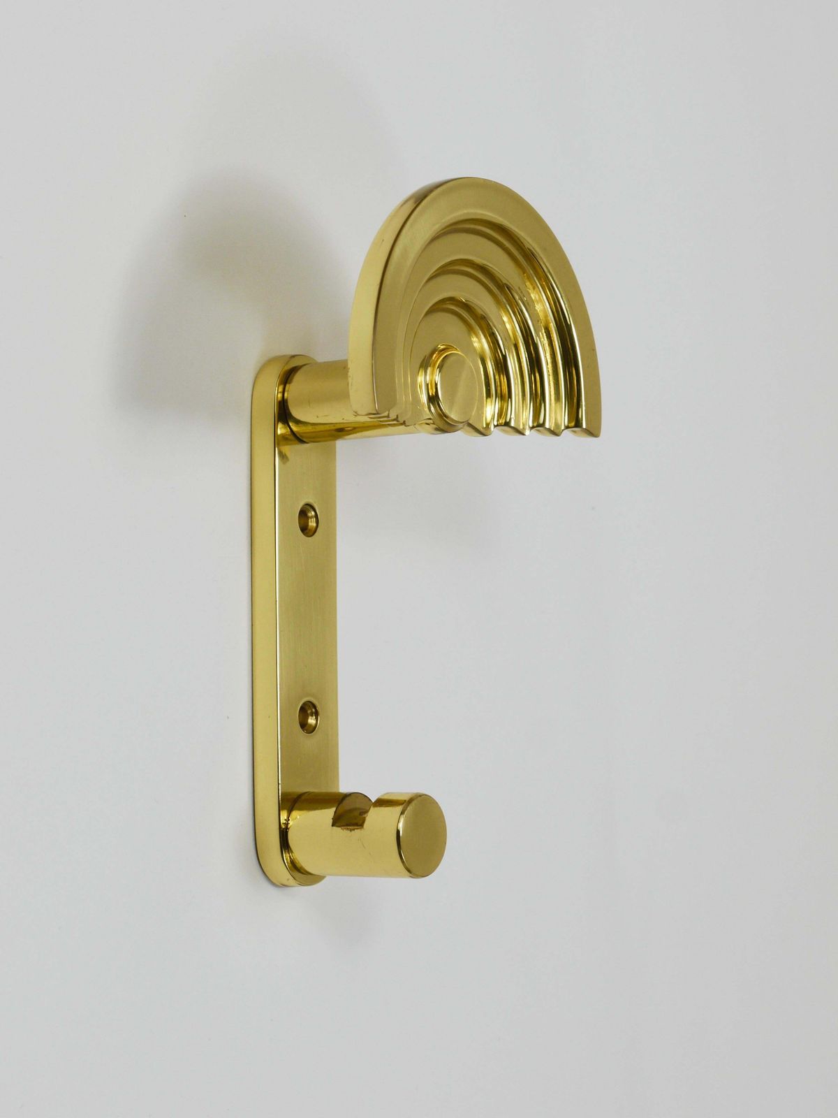 947.0 13x Ettore Sottsass Postmodern Brass Wall Coat Hooks, 1985, Valli & Valli Italy photo