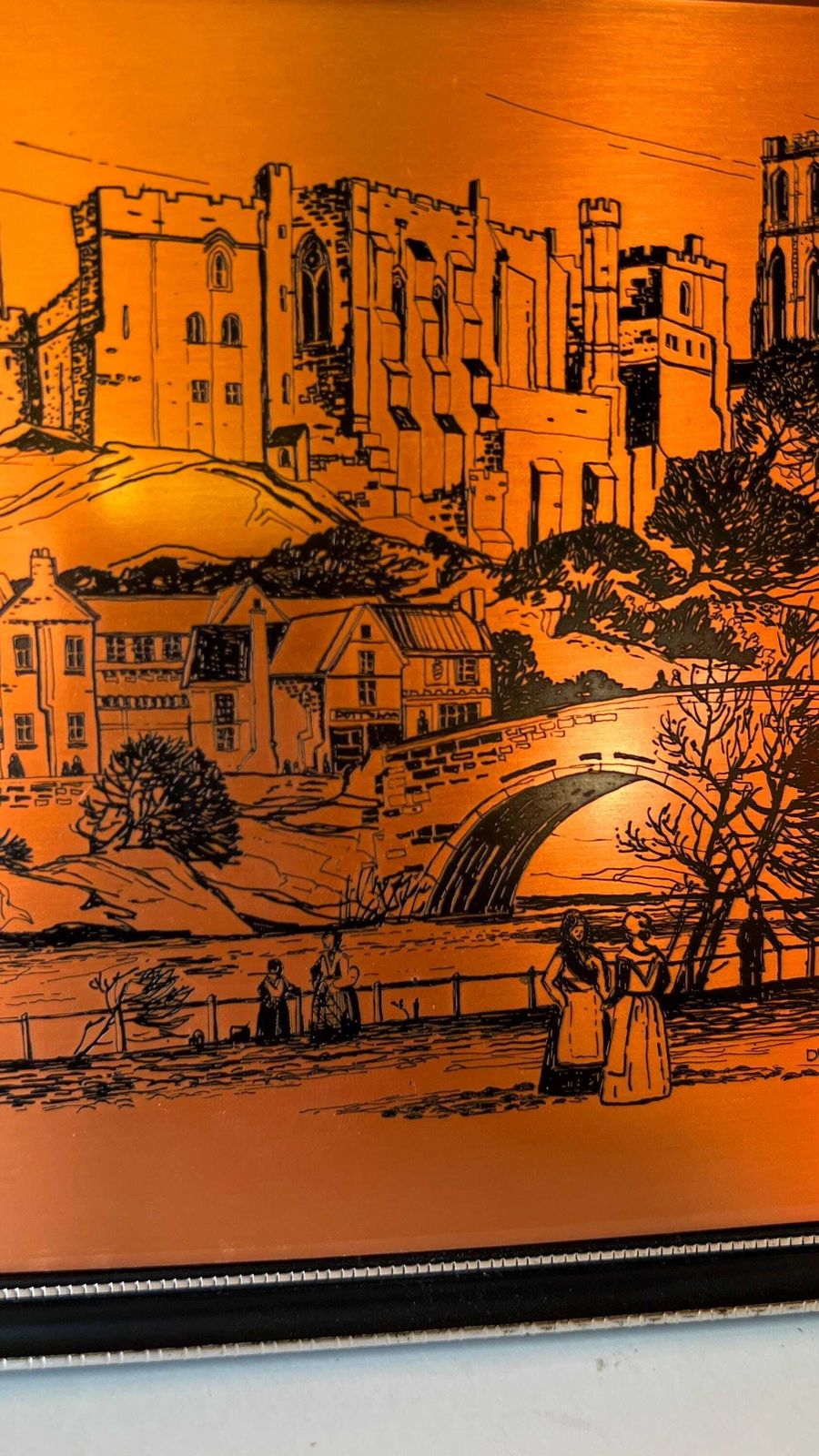 1975 Copper Printing Plate By G. J. Lockey – Durham Cityscape, Framed photo buy