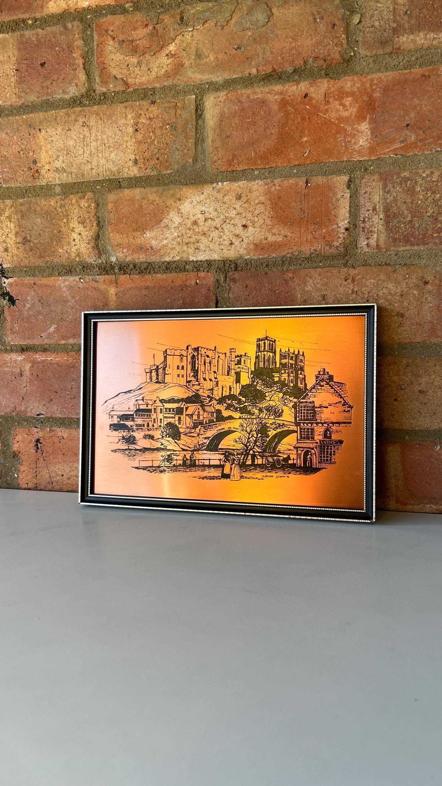 photo furniture 1975 Copper Printing Plate By G. J. Lockey – Durham Cityscape, Framed