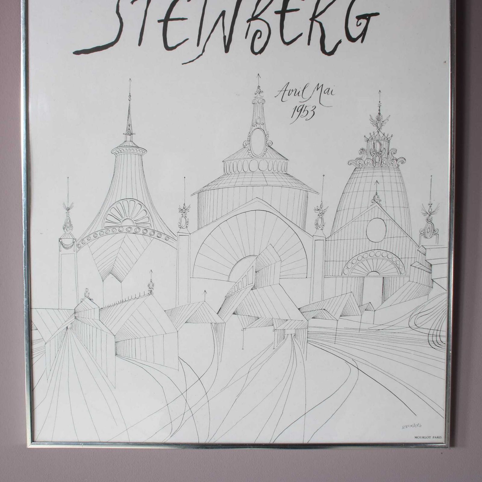 1953 Poster From Steinberg Exhibition At Galerie Maeght, France photo 242.0
