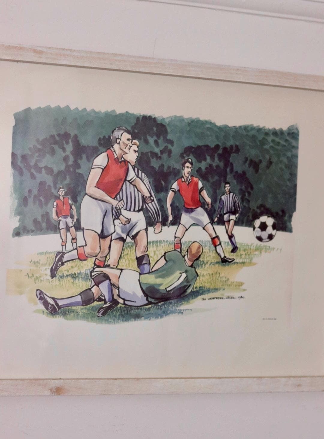 1980 Lithograph Print "Football" By Bo Westberg Gren   Vintage & Framed photo Art
