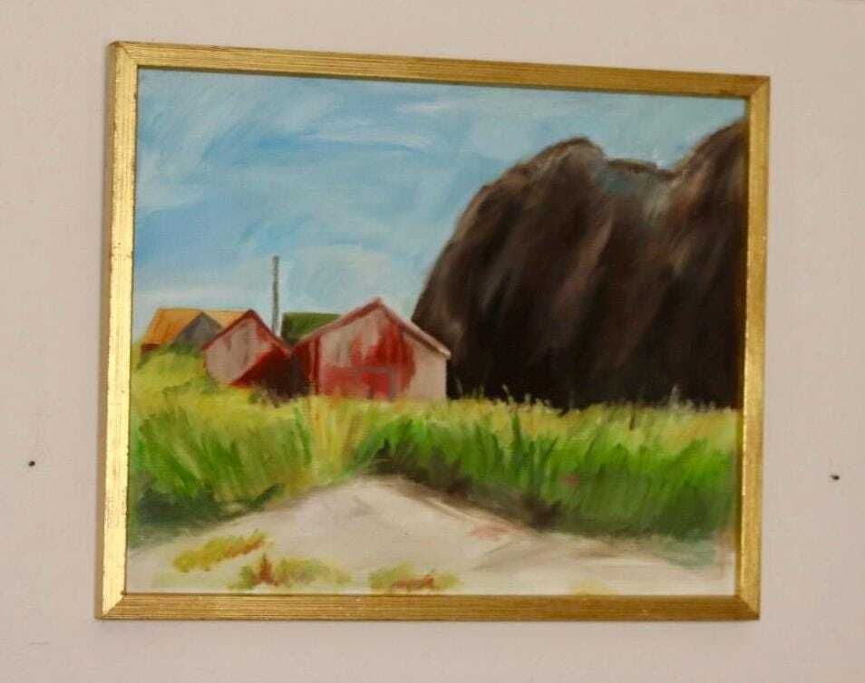 Original Swedish Oil On Canvas Painting "Light In Darkness"   Vintage & Framed